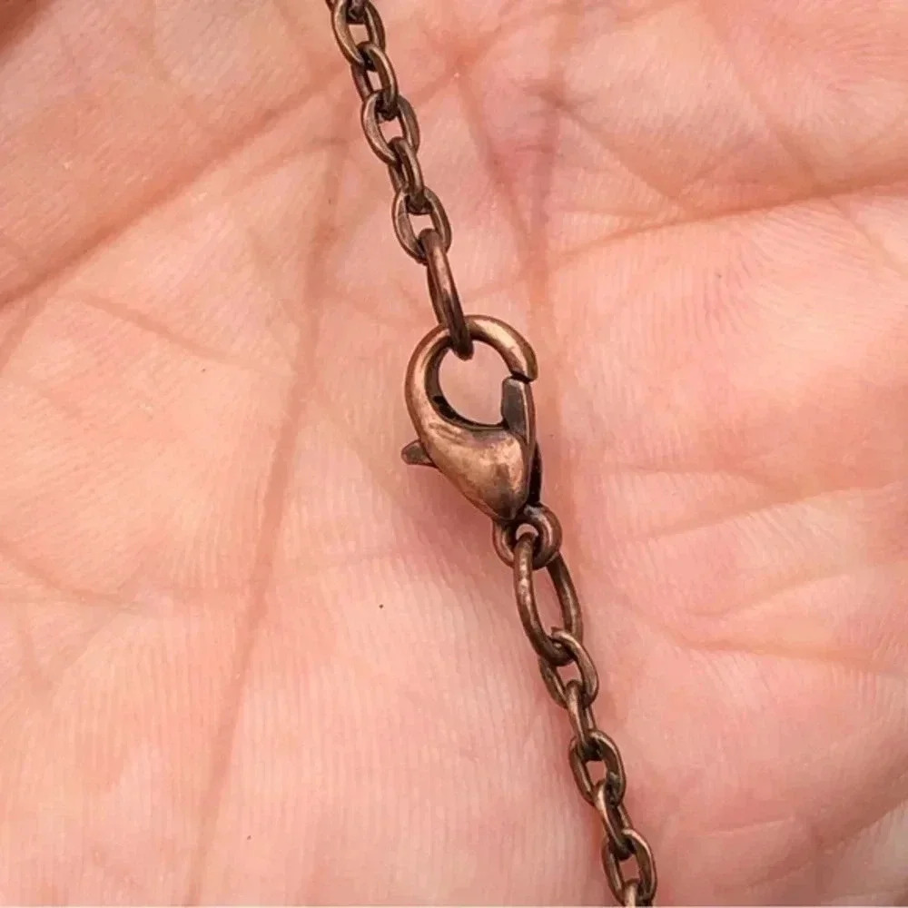 Gorgeous Handmade Heart Shape Coppernite and Antiqued Copper Rustic Necklace - Picture 4 of 4